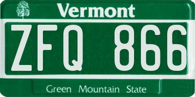 VT license plate ZFQ866