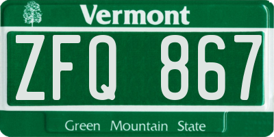 VT license plate ZFQ867