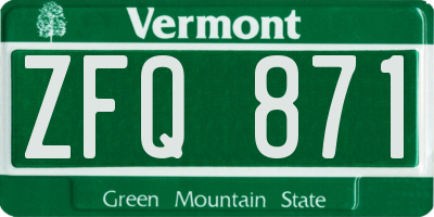 VT license plate ZFQ871