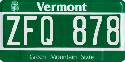 VT license plate ZFQ878