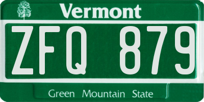 VT license plate ZFQ879