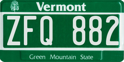 VT license plate ZFQ882