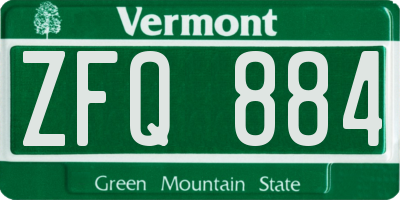 VT license plate ZFQ884