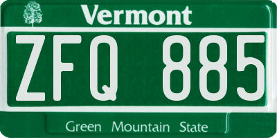 VT license plate ZFQ885