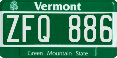 VT license plate ZFQ886