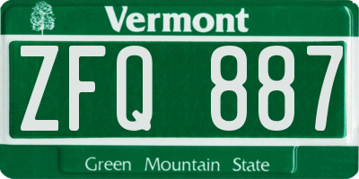 VT license plate ZFQ887