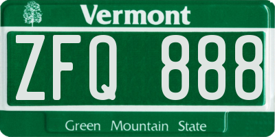 VT license plate ZFQ888
