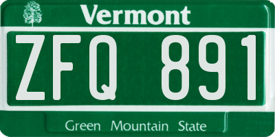 VT license plate ZFQ891