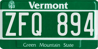 VT license plate ZFQ894