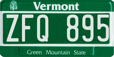 VT license plate ZFQ895