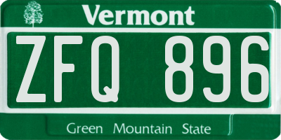 VT license plate ZFQ896
