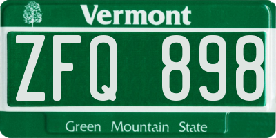 VT license plate ZFQ898