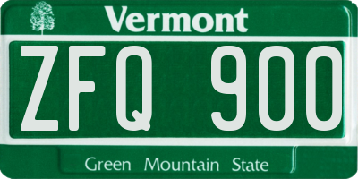 VT license plate ZFQ900