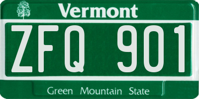 VT license plate ZFQ901