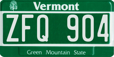 VT license plate ZFQ904