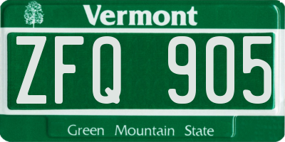 VT license plate ZFQ905