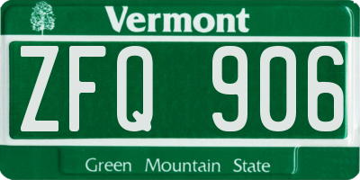 VT license plate ZFQ906