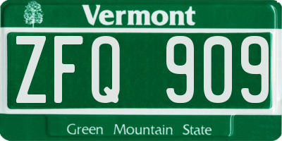 VT license plate ZFQ909