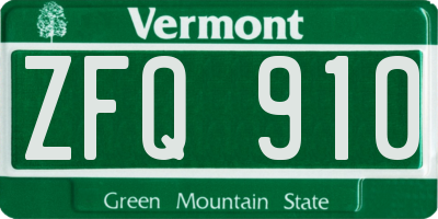 VT license plate ZFQ910