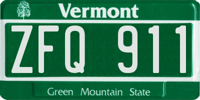 VT license plate ZFQ911