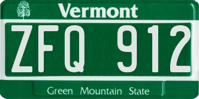 VT license plate ZFQ912