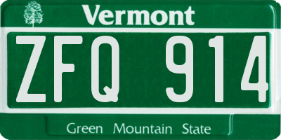 VT license plate ZFQ914