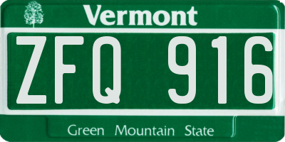 VT license plate ZFQ916