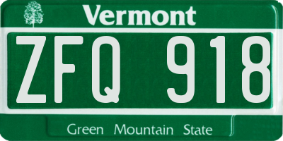 VT license plate ZFQ918