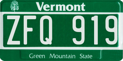 VT license plate ZFQ919