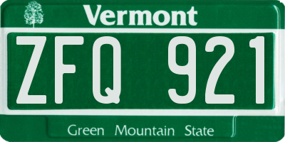 VT license plate ZFQ921