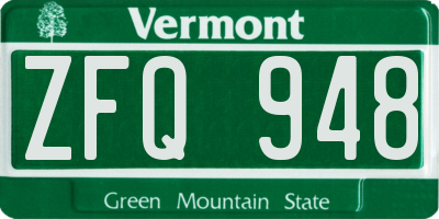 VT license plate ZFQ948