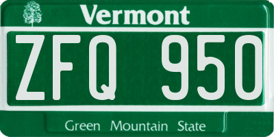 VT license plate ZFQ950