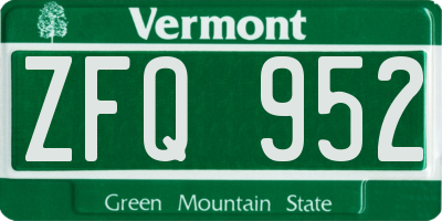 VT license plate ZFQ952