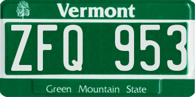 VT license plate ZFQ953