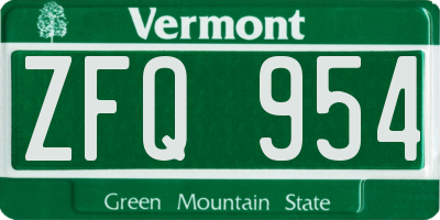 VT license plate ZFQ954