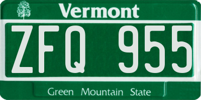 VT license plate ZFQ955