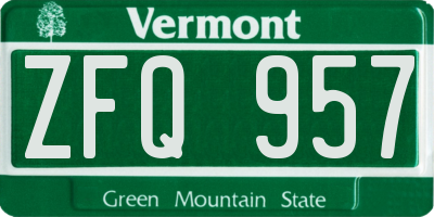 VT license plate ZFQ957