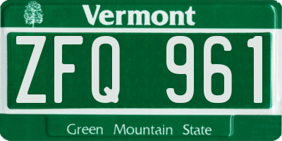 VT license plate ZFQ961