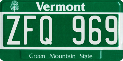 VT license plate ZFQ969