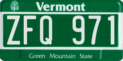 VT license plate ZFQ971