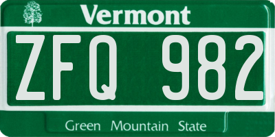 VT license plate ZFQ982