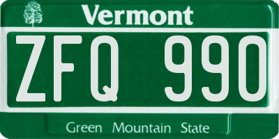 VT license plate ZFQ990