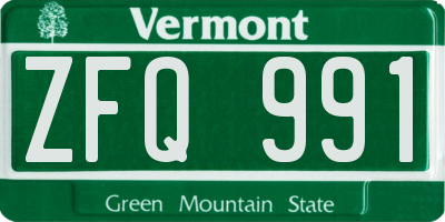 VT license plate ZFQ991