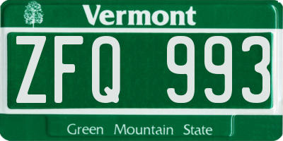 VT license plate ZFQ993