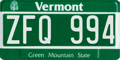 VT license plate ZFQ994