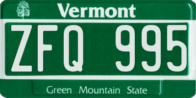 VT license plate ZFQ995