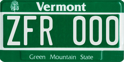 VT license plate ZFR000