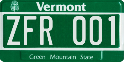 VT license plate ZFR001