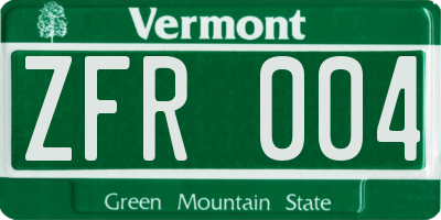 VT license plate ZFR004