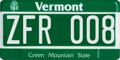 VT license plate ZFR008